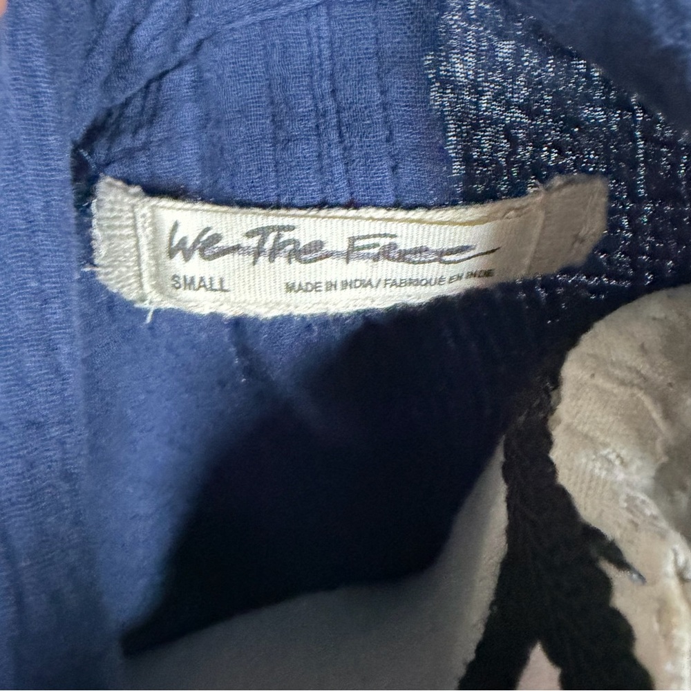 We The Free Lou Blazer Shirt Navy Blue Oversized Slouchy Cardigan Boho Cotton S - Picture 13 of 16